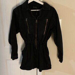 PrettyLittleThing Black Zip-Front Utility Jacket